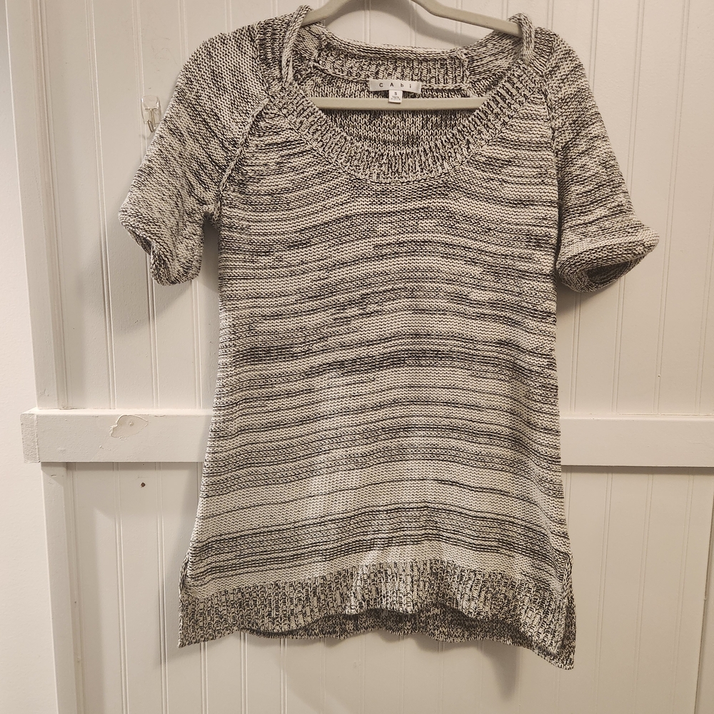 CAbi Black and White Knit Sweater